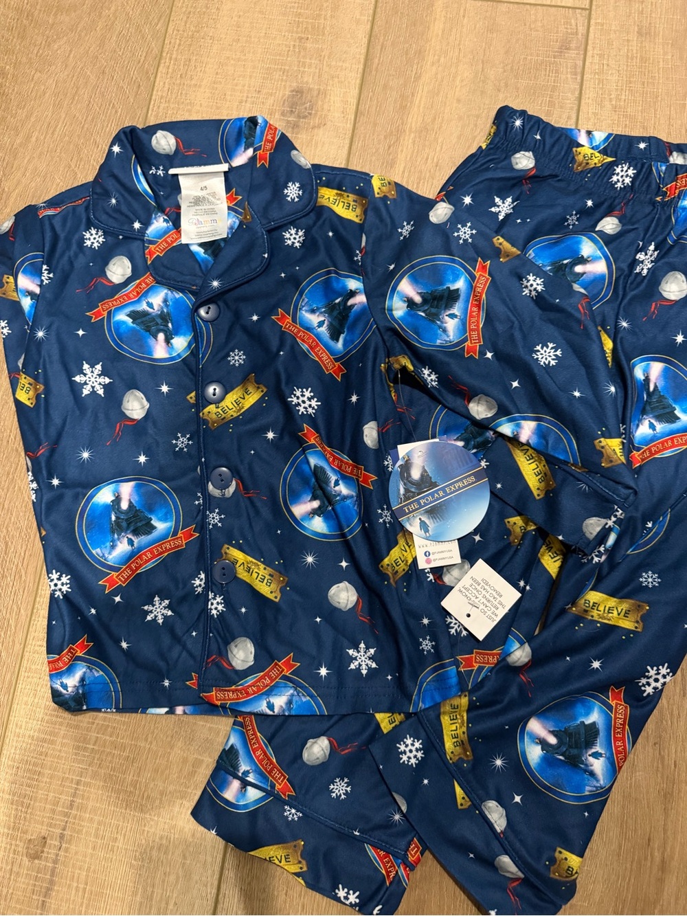 Kids Navy Holiday Pajama Set - Festive Train Print